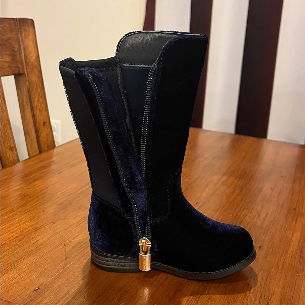 Michael Kors Emma Lily velour Boots new navy blue Girls Toddlers Size 7